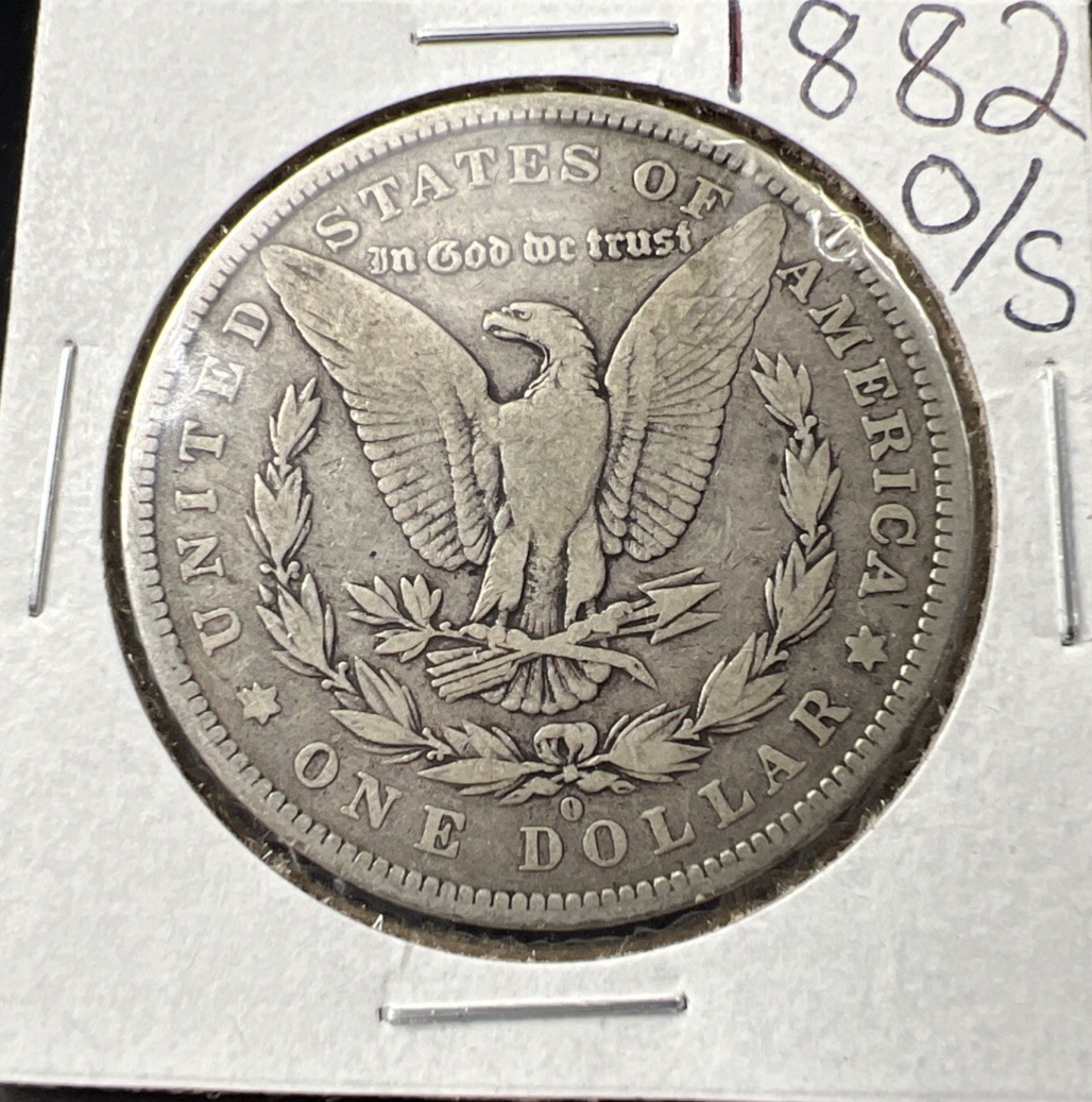 1882 O / S Strong $1 Morgan Silver Dollar Coin Fine Circ SK#A