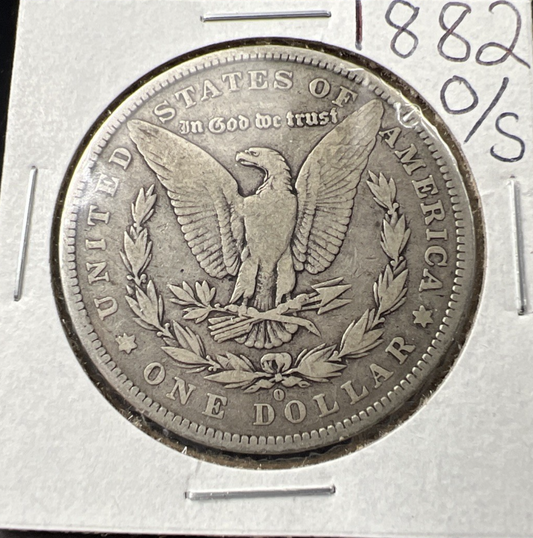 1882 O / S Strong $1 Morgan Silver Dollar Coin Fine Circ SK#A