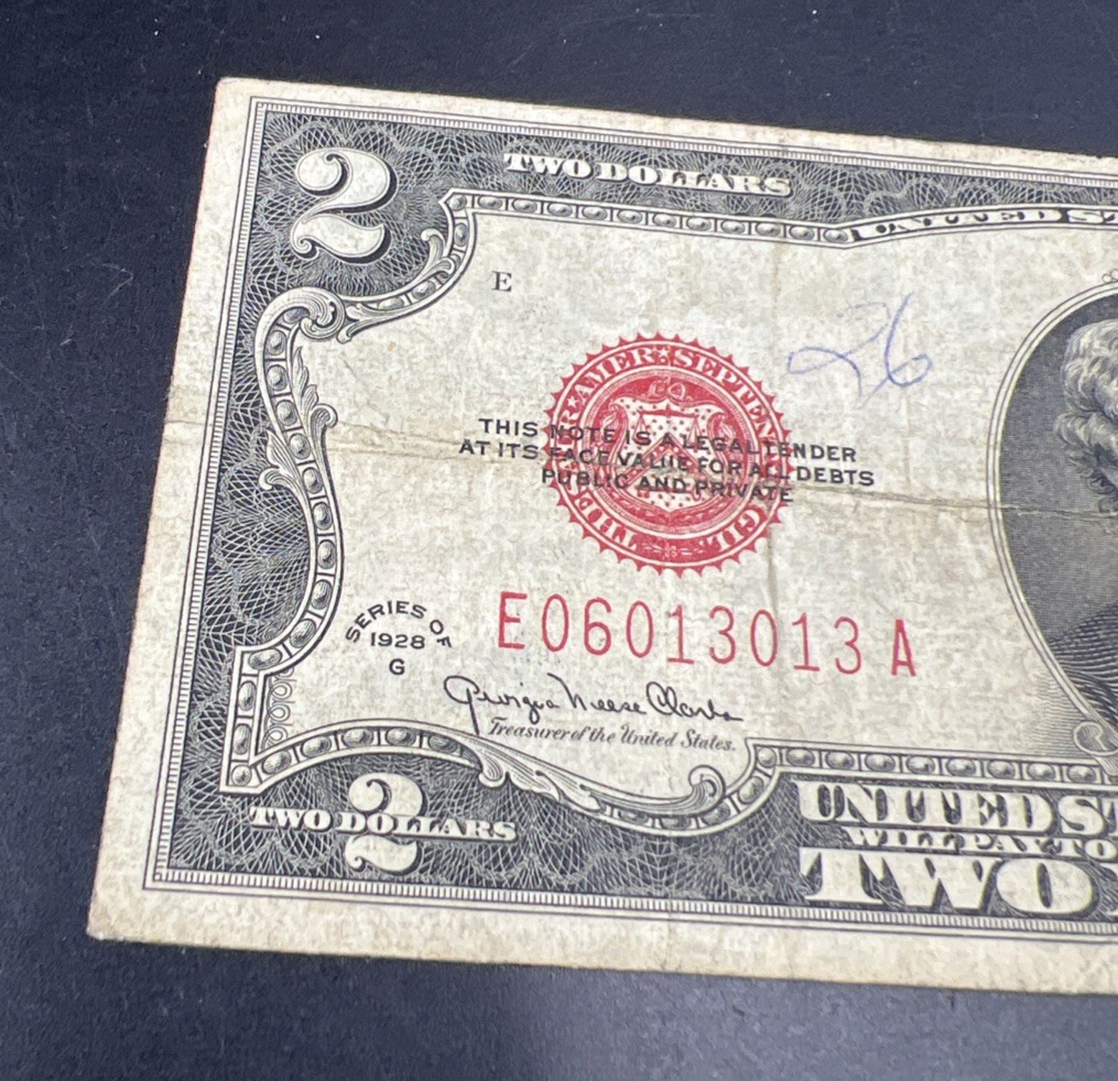 1928 G $2 USN United States Note Red Seal VG Very Good Circ #13