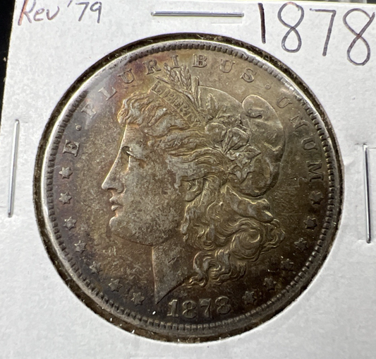 1878 P Reverse 1879 $1 Morgan Silver Dollar Coin VF Very Fine Neat Toning OBV