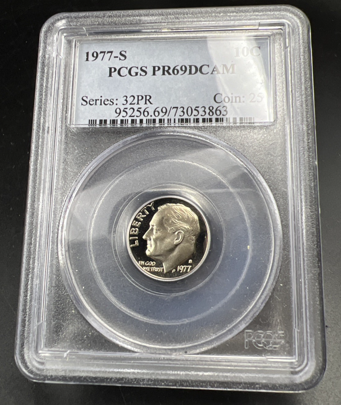 1977 S 10c Roosevelt Copper Nickel Dime Coin PCGS PR69 DCAM #863