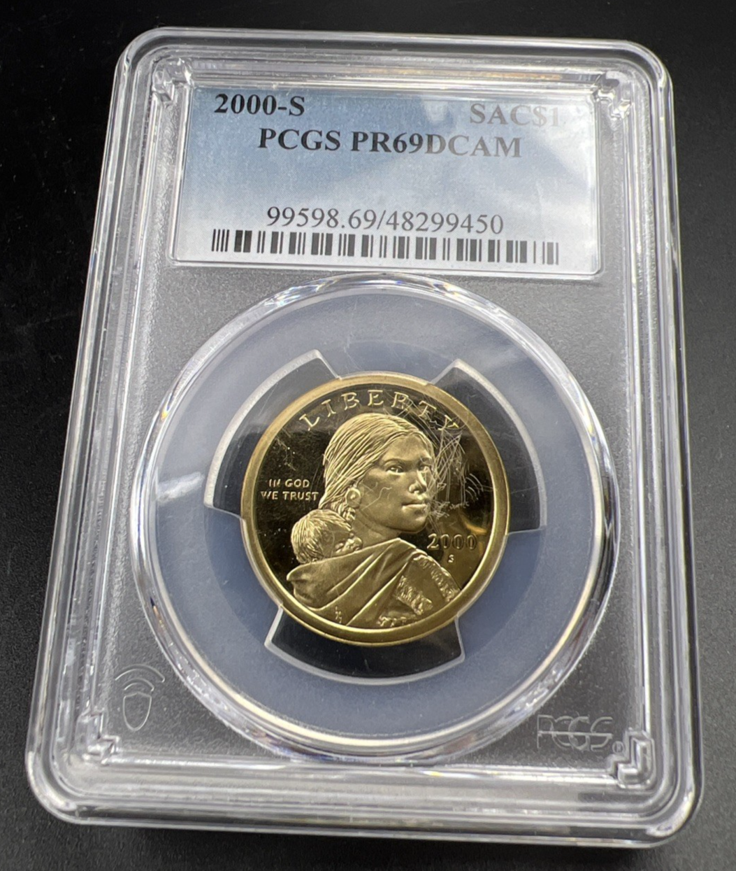 2000 S $1 Sacagawea Native Proof Dollar Coin PCGS PR69 DCAM Used Holder #450