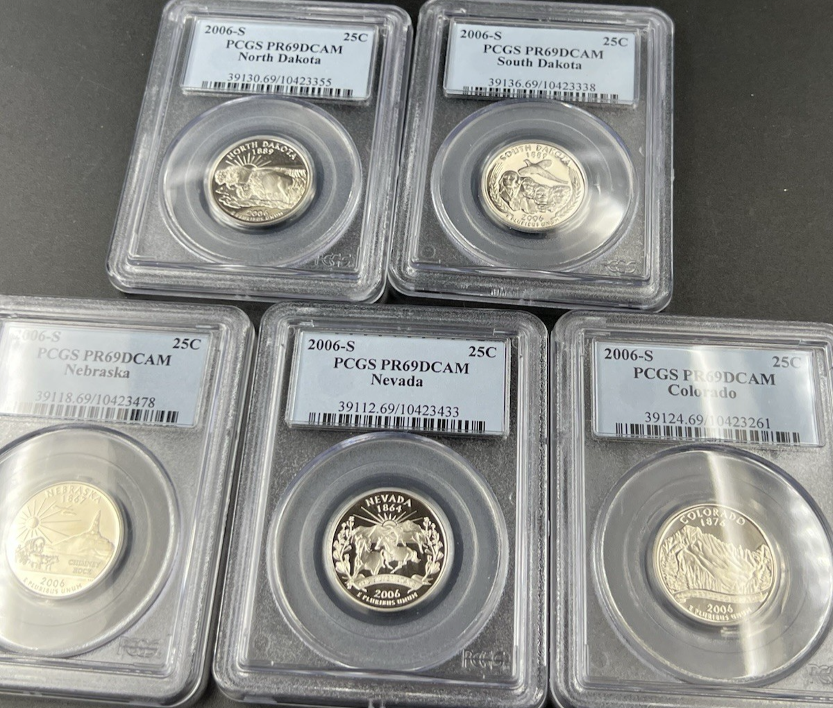 2006 S Complete 5 Coin CLAD Proof Quarter Set PCGS Graded PR69 DCAM