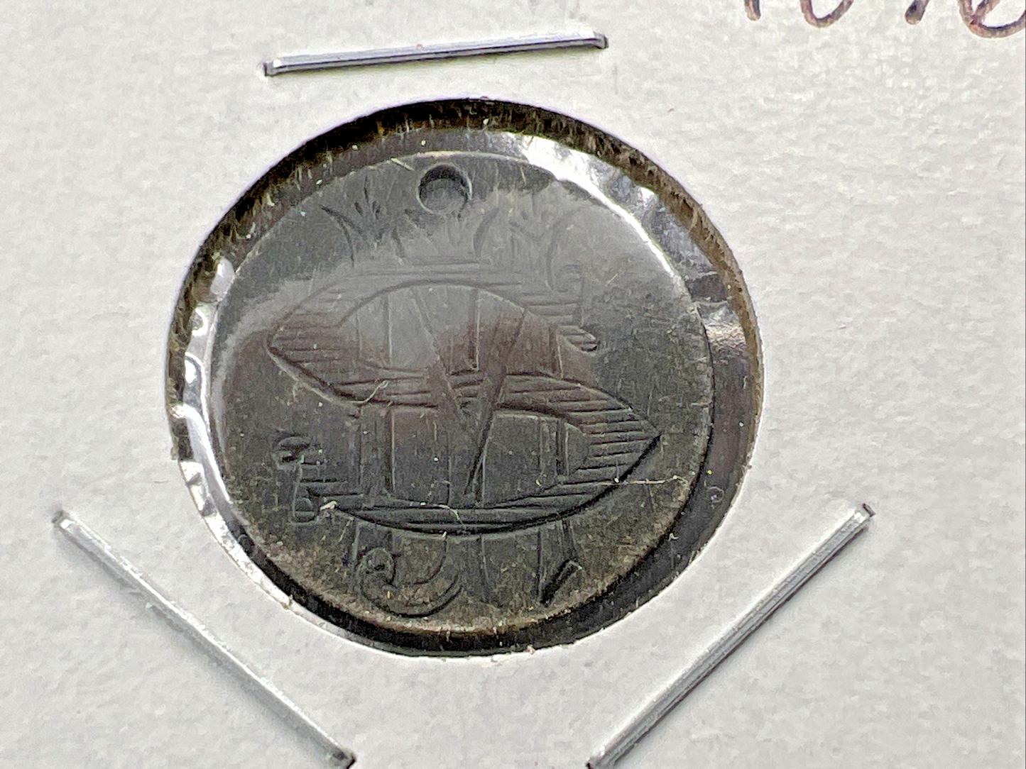 JMS Monogram Love Token on 1876 10c Liberty Seated Silver Dime Circ Holed