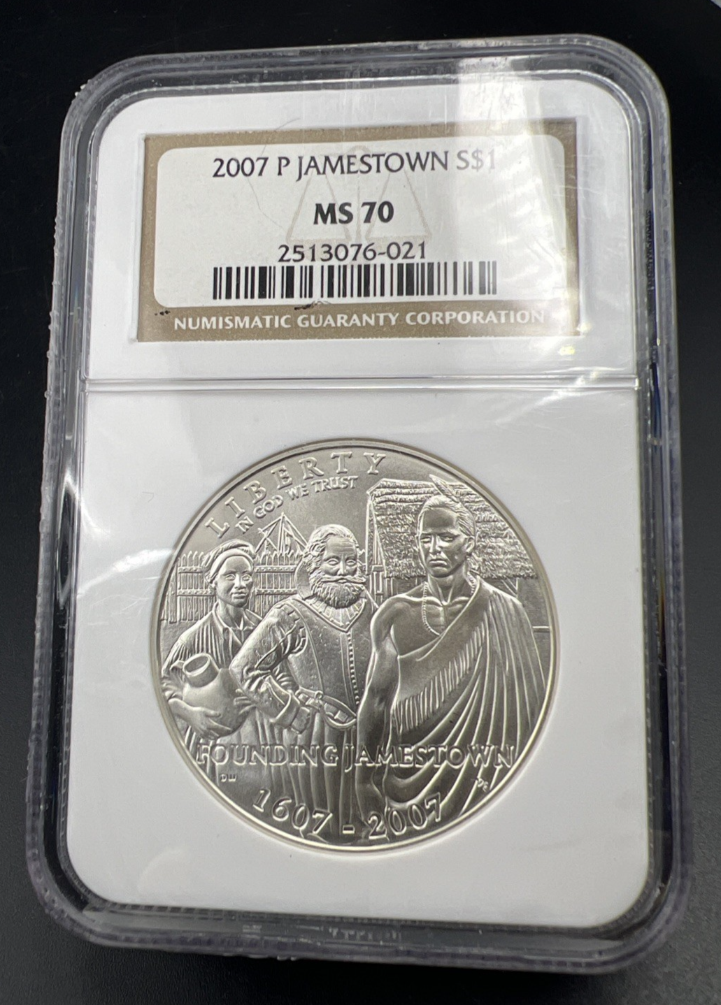 2007 P Jamestown Commemorative Silver Dollar Coin NGC MS70 Gem BU