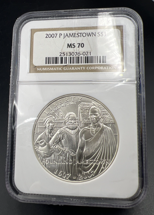 2007 P Jamestown Commemorative Silver Dollar Coin NGC MS70 Gem BU
