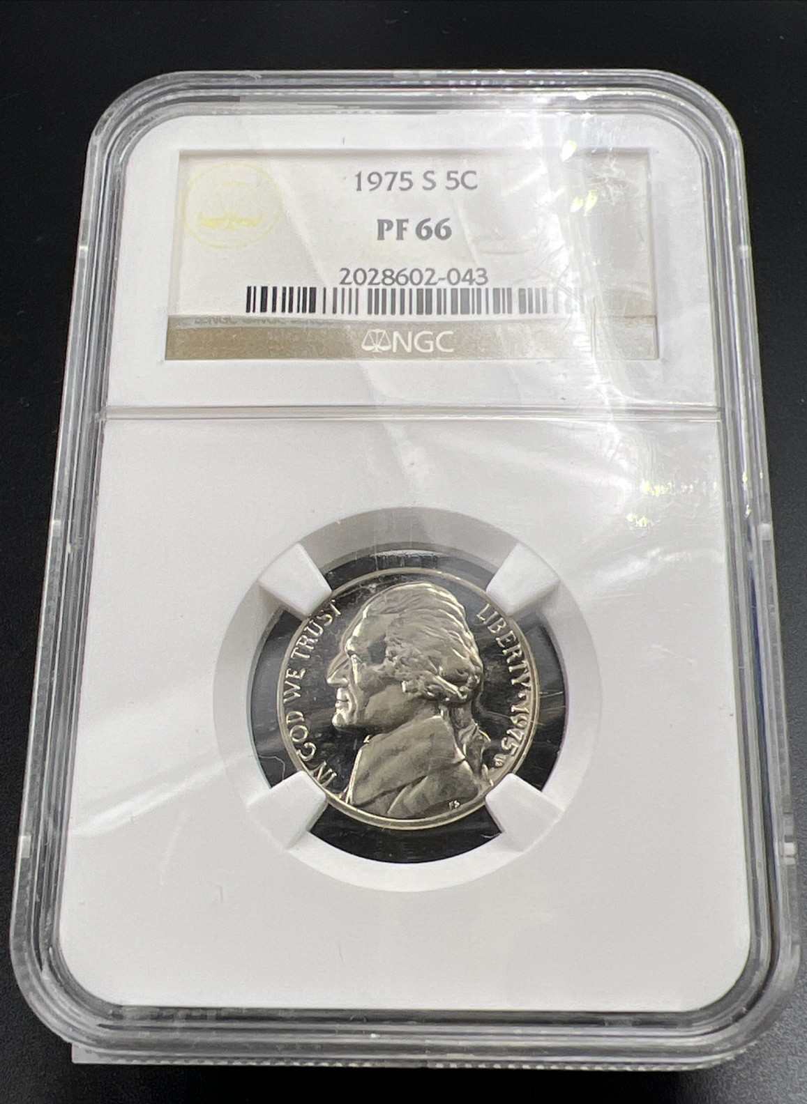1975 S 5c Jefferson Proof Nickel Coin PF66 Proof Certified NGC #043