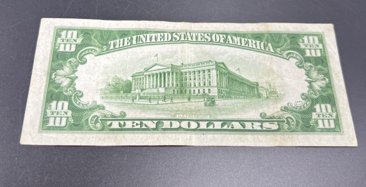 1934 A $10 FRN Ten Dollar Federal Reserve Note New York District Fine Circ #50