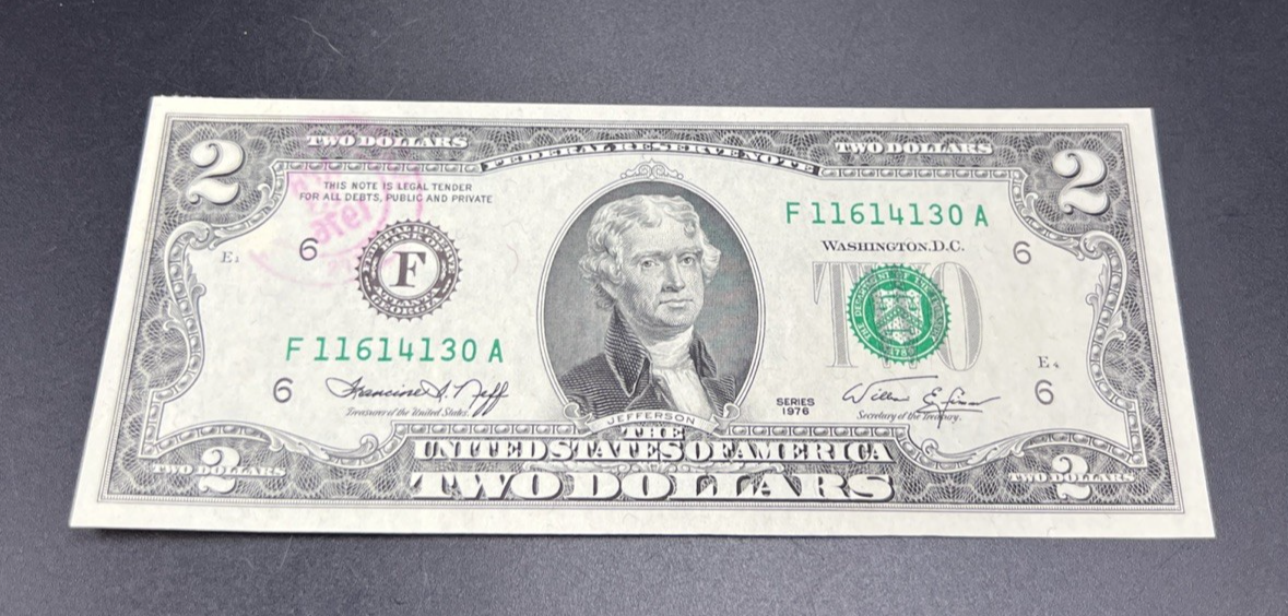 1976 Bicentennial $2 Two Dollar Bill Postmarked FDOI Marietta GA Main Office