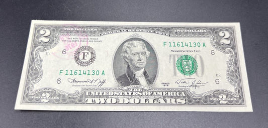 1976 Bicentennial $2 Two Dollar Bill Postmarked FDOI Marietta GA Main Office
