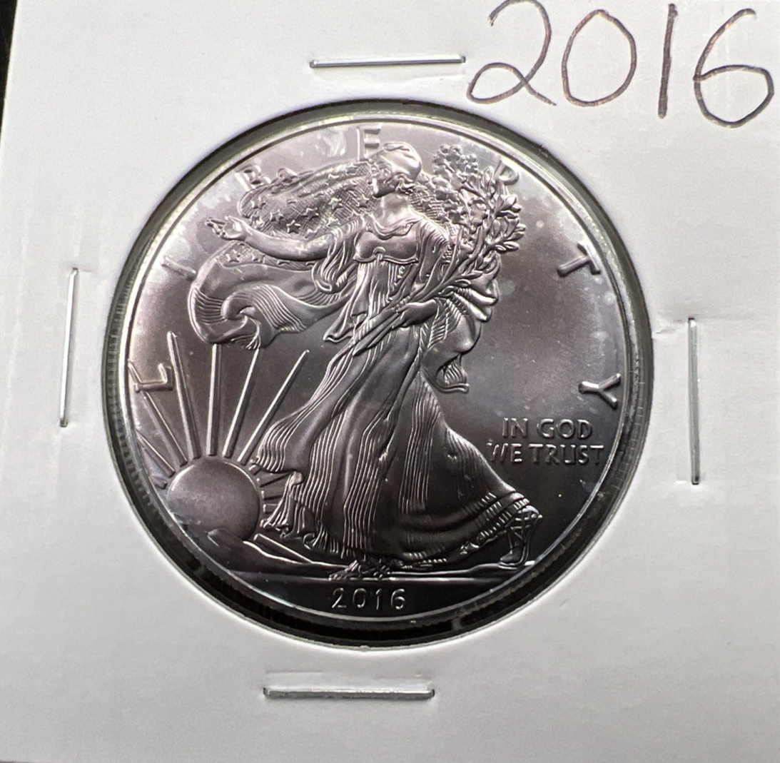 2016 1 Oz ASE American Silver Eagle Coin Gem BU UNC Neat Toning Toner