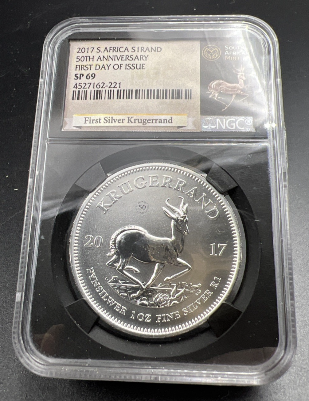 2017 South Africa 50th Anniversary Privy Krugerrand SP69 NGC Certified