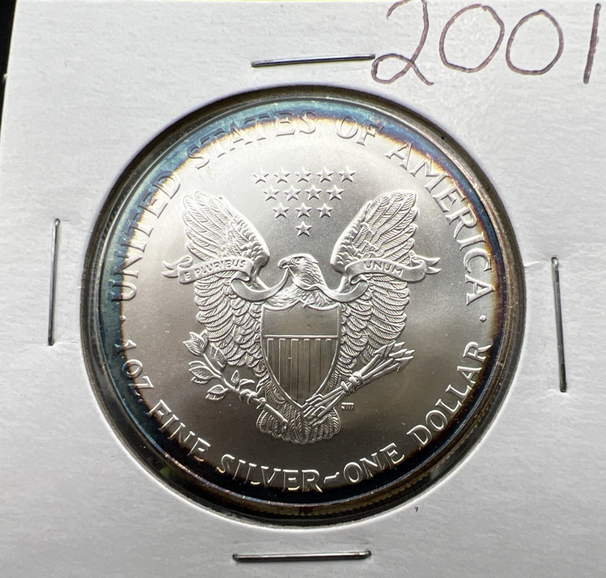 2001 1 Oz ASE American Silver Eagle Coin Gem BU UNC Halo Toning Toner SKU#A