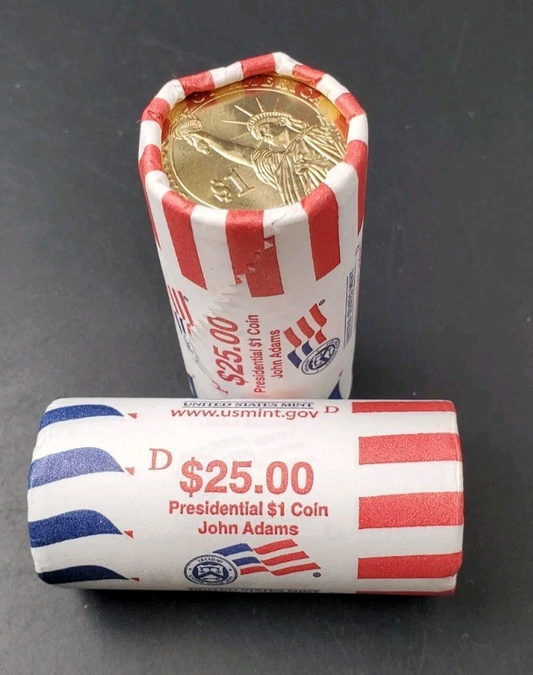2007 D John Adams Presidential Dollar US Mint BU Roll 25 Coins Uncirculated