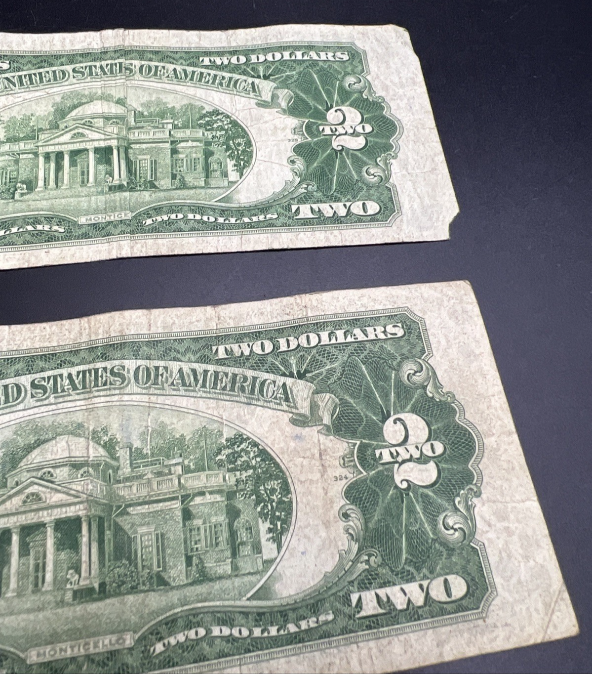 Lot of 2 1928 F $2 USN United States Note Red Seal Bills VG Circ #140