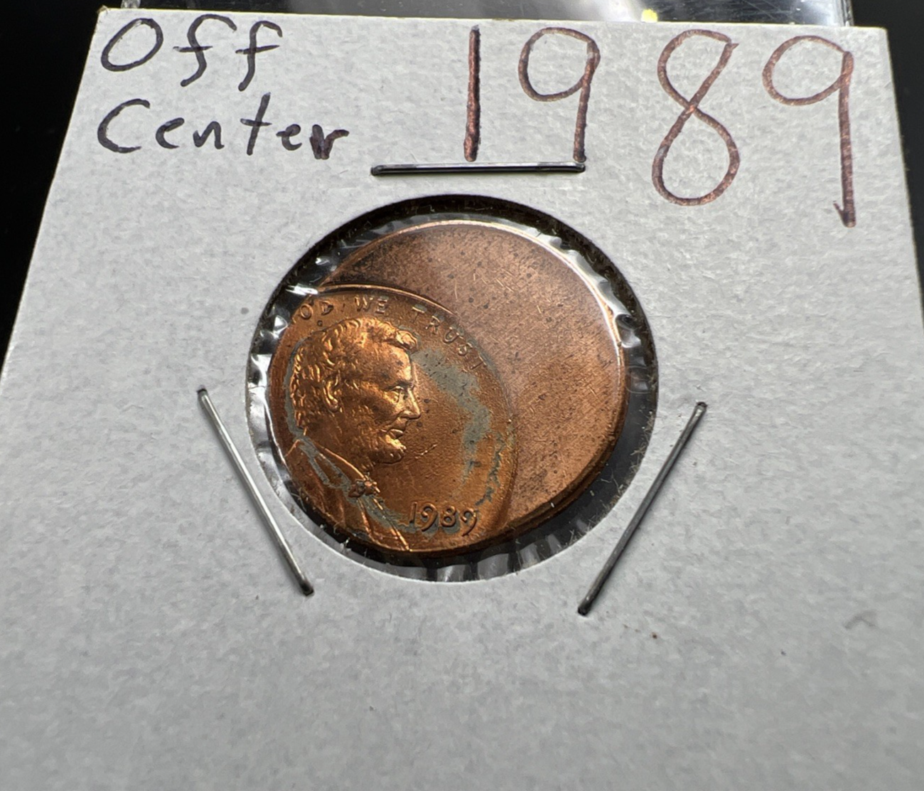 1989 1c Lincoln Memorial Cent Penny 45% Off Center BU UNC sk#3B