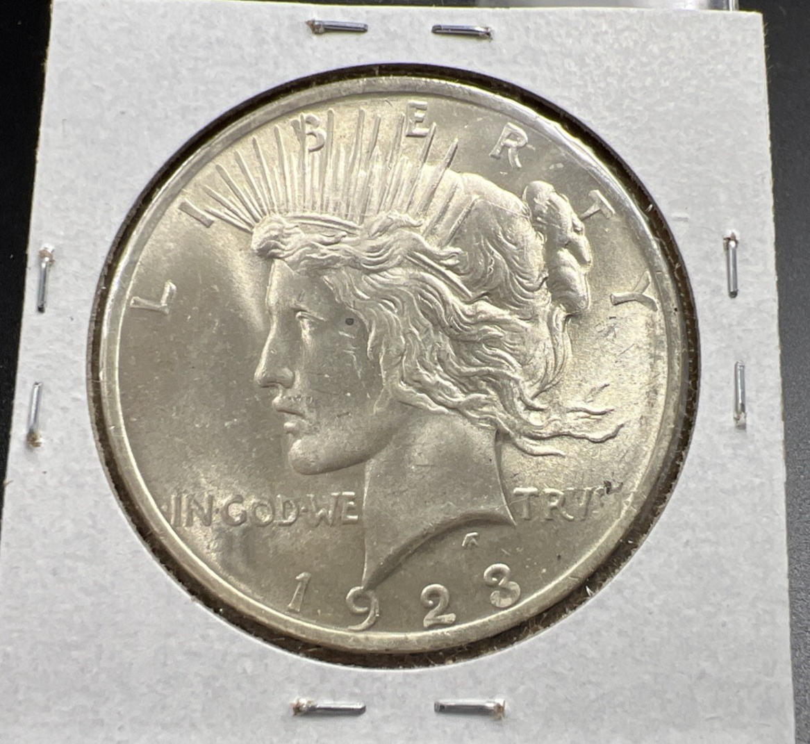 1923 P $1 Peace Silver Dollar Coin Reverse Lamination Error CH BU