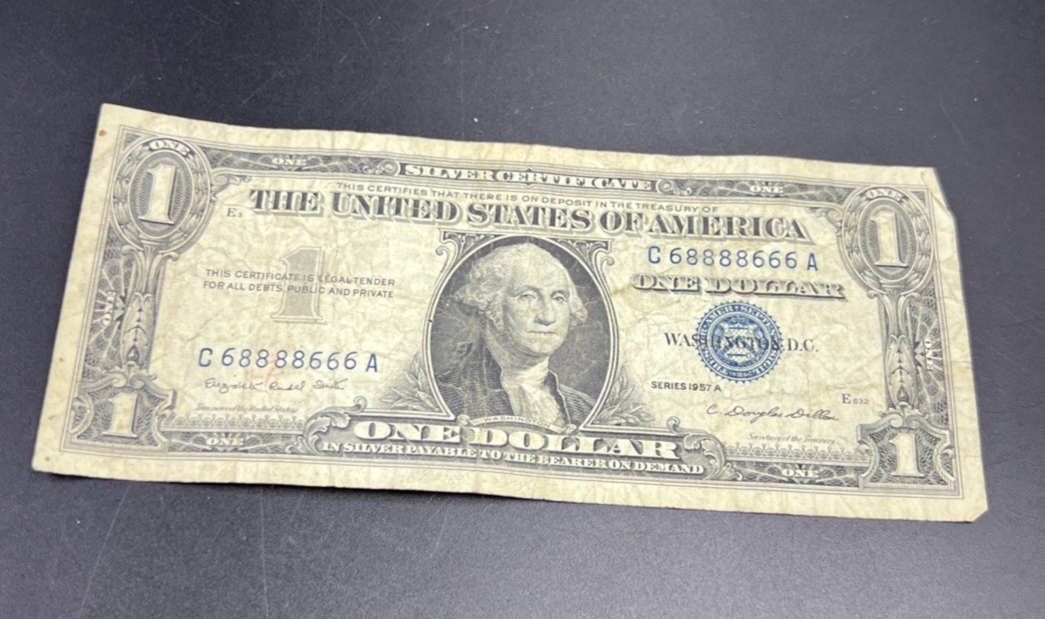 1957 A $1 One Dollar Silver Certificate G / VG Circ Serial #68888666