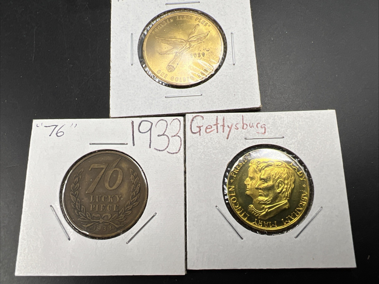 Lot 3 Small size Medals 1933 76 Lucky Piece - Gettysburg & 1959 General Electric