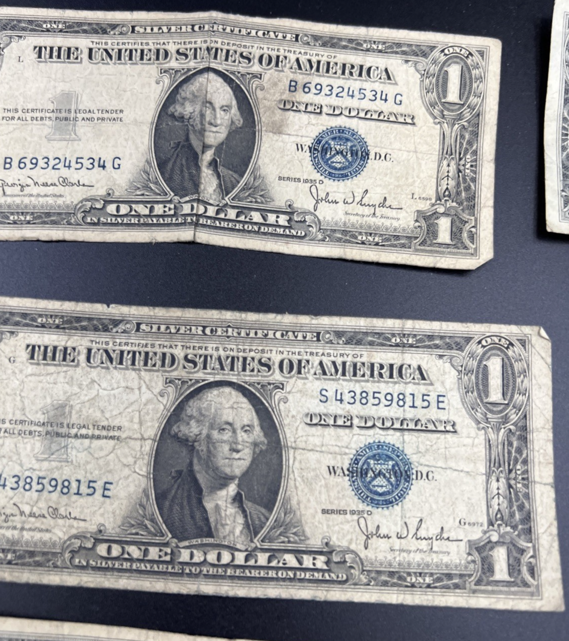Lot of 10 VERY CIRC 1957 1935 $1 Dollar Silver Certificate Blue Seal Notes #87
