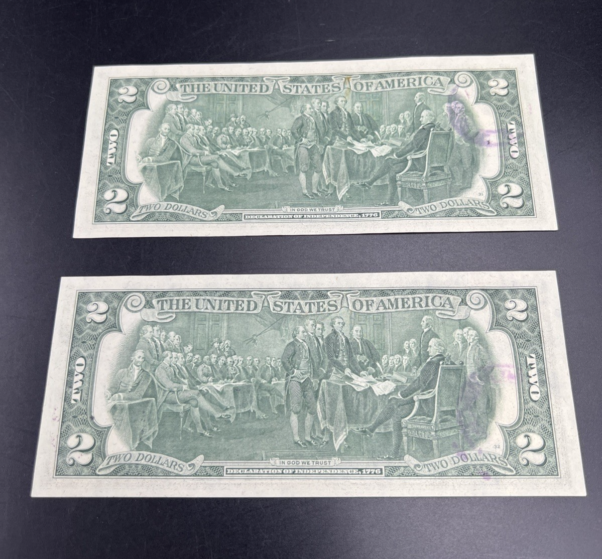 2 Consecutive 1976 $2 Bicentennial Postal Two Dollar Bill Chicago Ridge IL UNC A