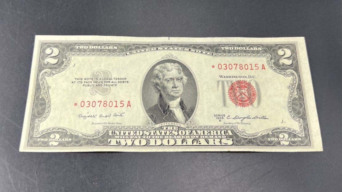 1953 * $2 Star USN United States Notes VF Very Fine Circ #015