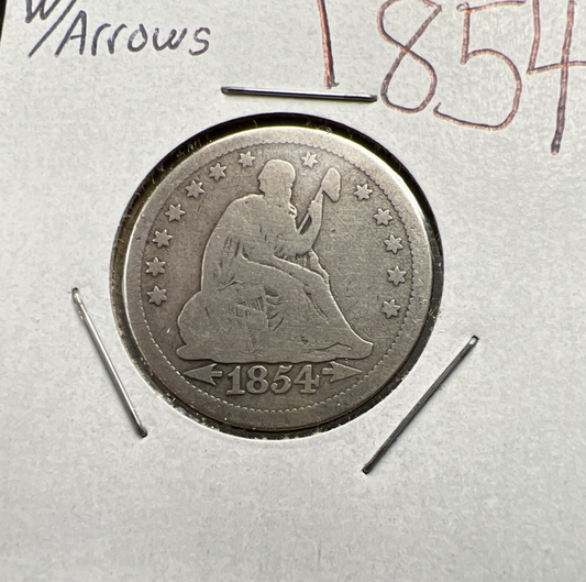 1854 Seated Liberty Silver Quarter Coin with Arrows Variety Choice VG Very Good