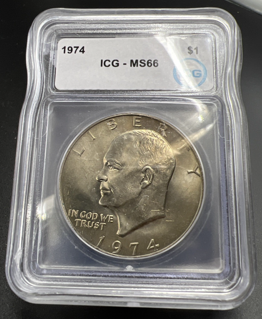 1974 P $1 Ike Eisenhower Clad Copper Nickel Dollar Coin ICG MS66 #29