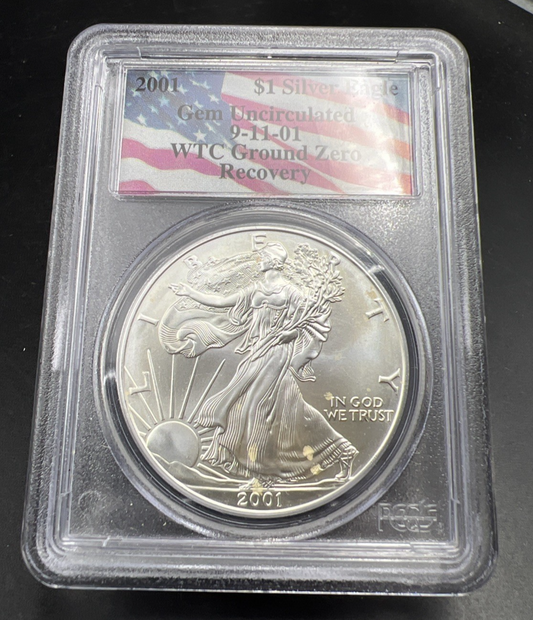 World Trade Center Recovery 2001 1 OZ ASE Ground Zero Silver Eagle PCGS Gem SK#A