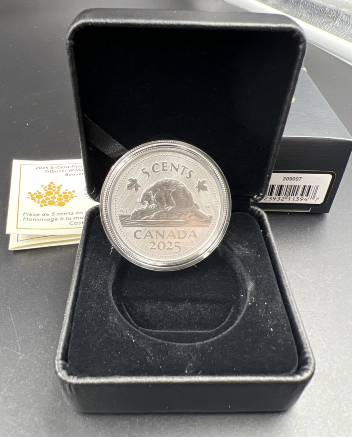 2025 Canada 5 Cents 1 Oz Silver Beaver Coin in Box & COA