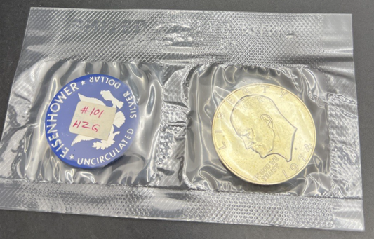 1974 S $1 Eisenhower Ike 40% Proof Silver Dollar Coin in Mint Cello
