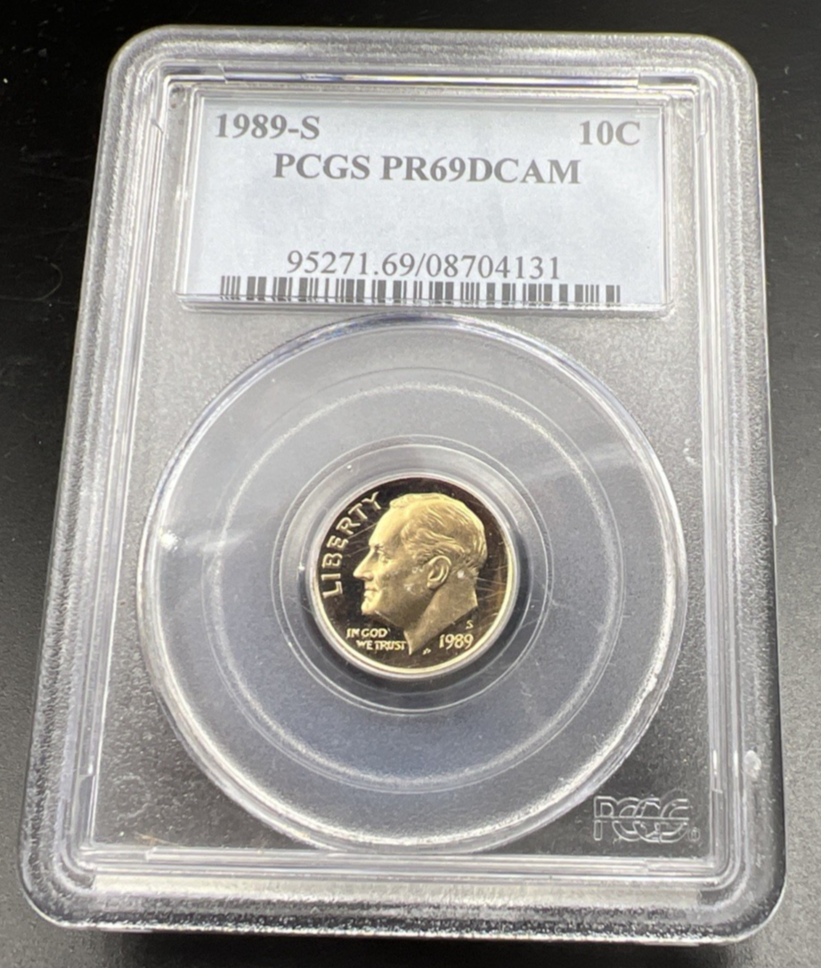 1989 S 10c Roosevelt Copper Nickel Dime Coin PCGS PR69 DCAM #131