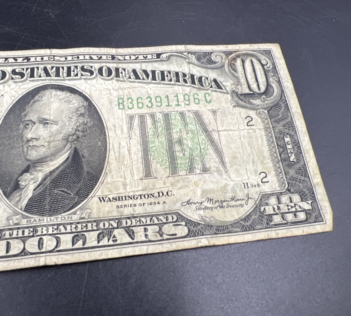 1934 A $10 FRN Ten Dollar Federal Reserve Note New York District VG Circ #96