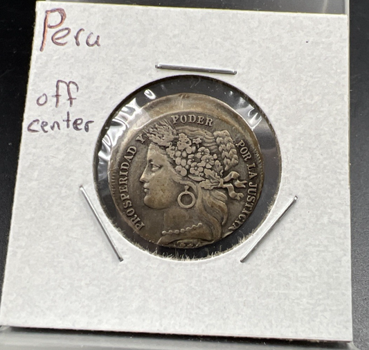 1880 Peru Pesata Off Center Error Coin VF Very Fine