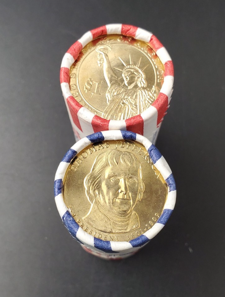 2007 D Thomas Jefferson Presidential Dollar US Mint BU Roll 25 Coin Uncirculated