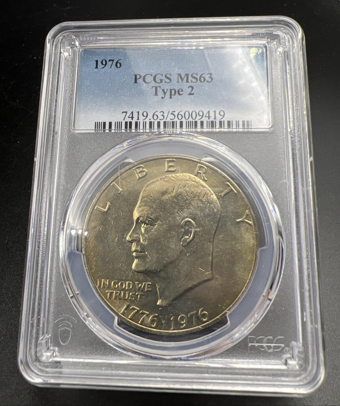 1976 P Type 2 $1 Ike Eisenhower Clad Copper Nickel Dollar Coin PCGS MS63 #419