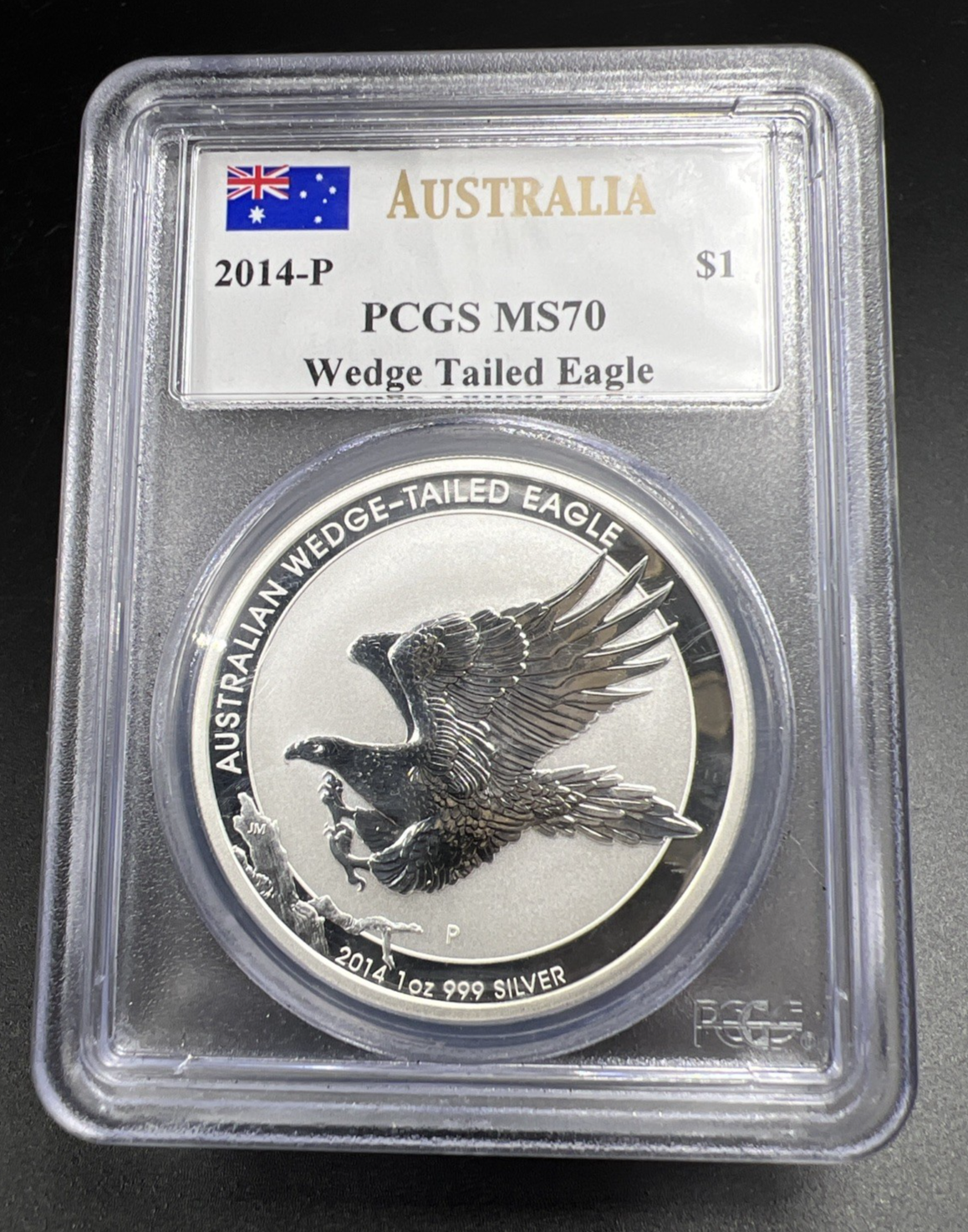 2014 P Wedge Tailed Eagle Australia 1 Oz Silver MS70 PCGS #305 Some Toning