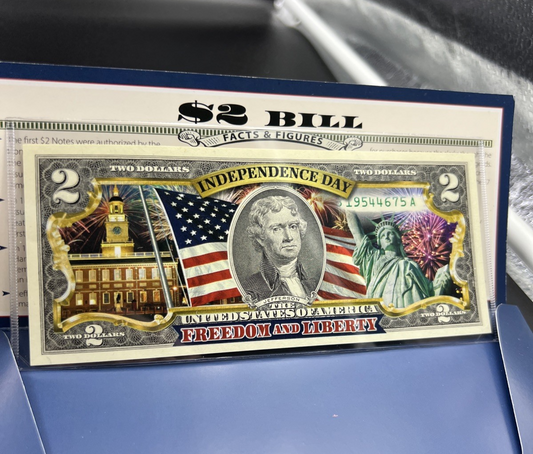 Independence Day Colorized Enhanced 2017 A 2 Two Dollar Federal Reserve Note #B