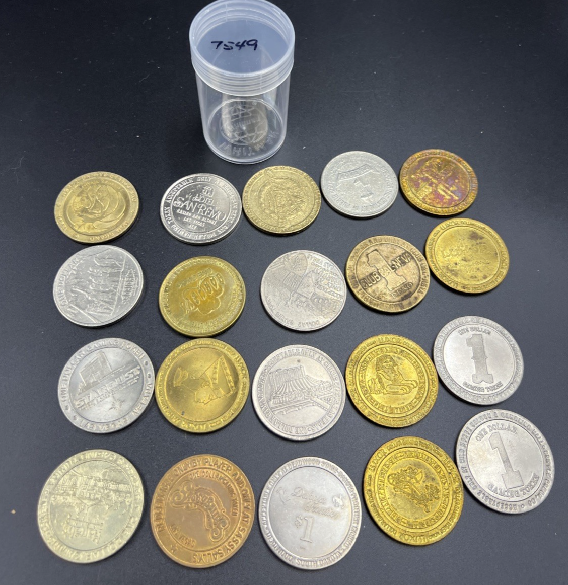 Lot of 20 $1 Casino Dollar Gaming Tokens Metal Circulated Conditions SKU#7549