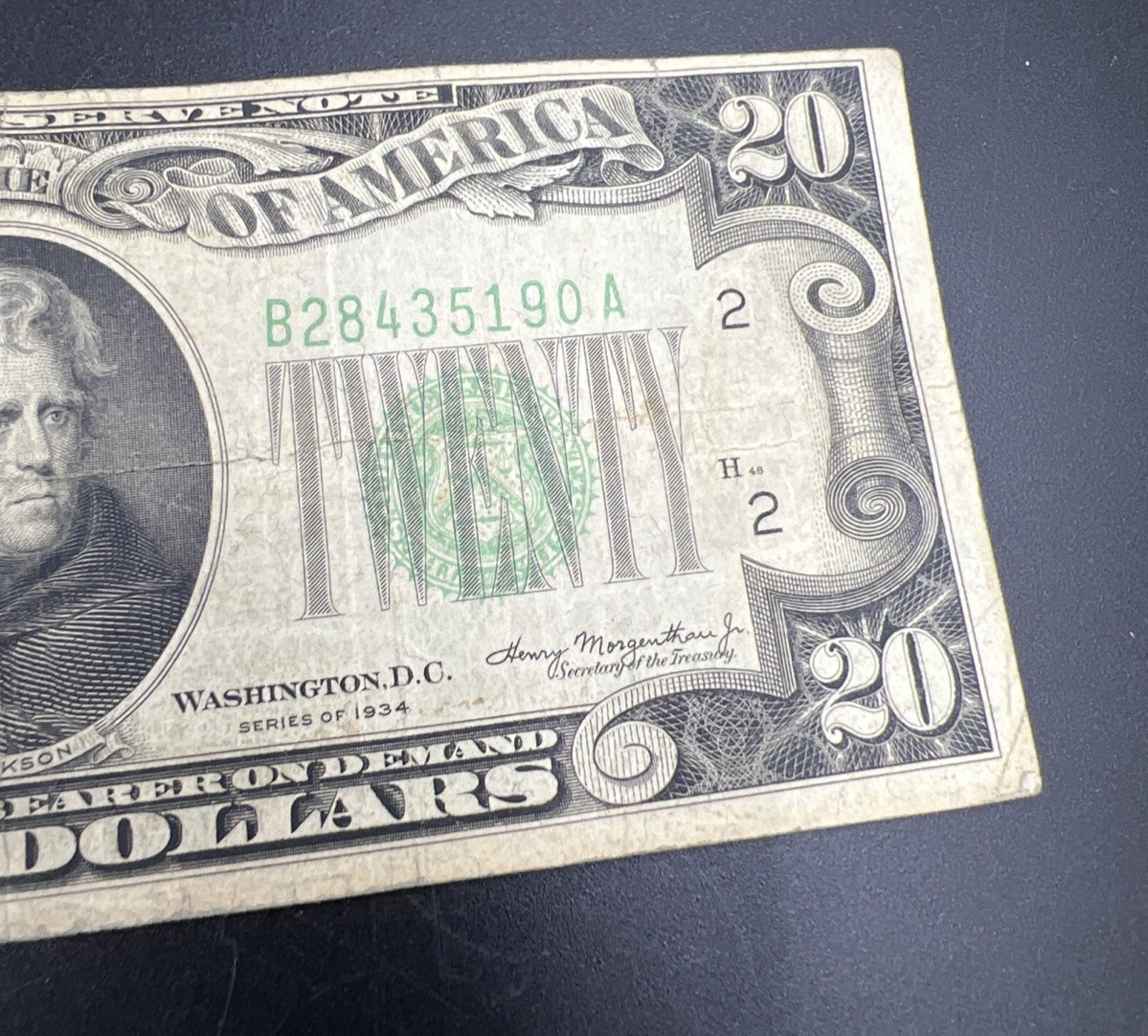 1934 $20 FRN Federal Reserve Note New York City District VG Very Good Circ