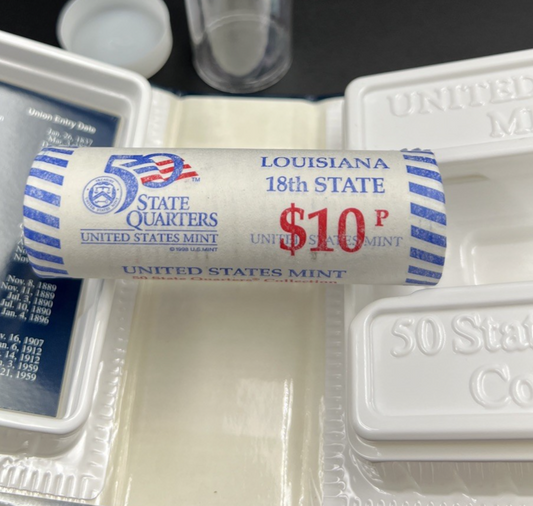 US Mint Certified 2002 P Louisiana State Statehood Quarter Roll BU UNC