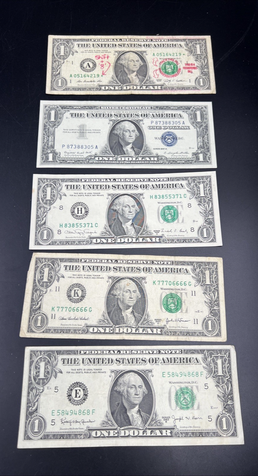 Dollar Bill Collector's Set 2003 Repeater + 1957 1963 1988 2009 * $1 Notes Circ