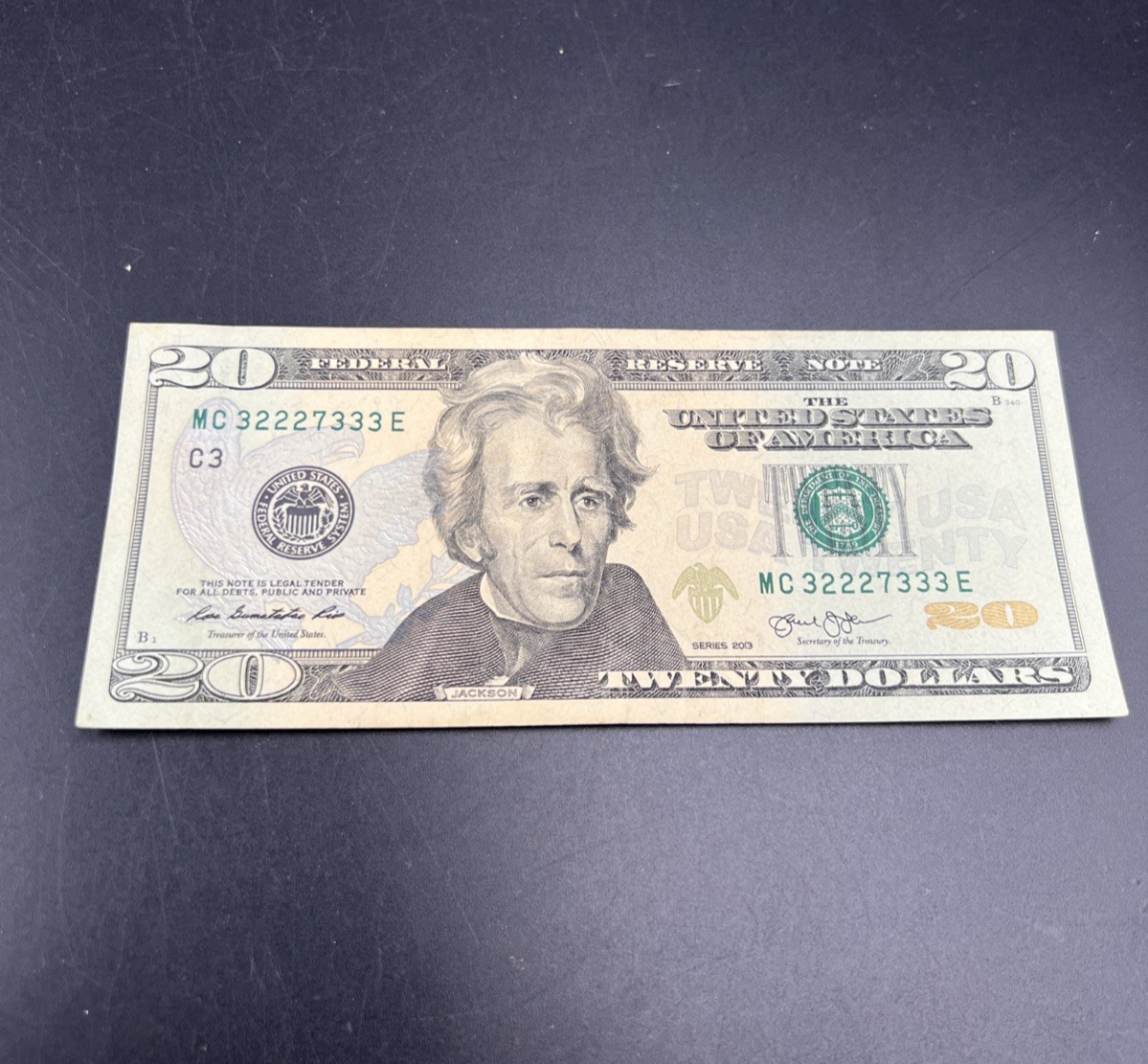 2013 $20 FRN Federal Reserve Note XF EF Extra Fine Circ Neat Serial # 32227333