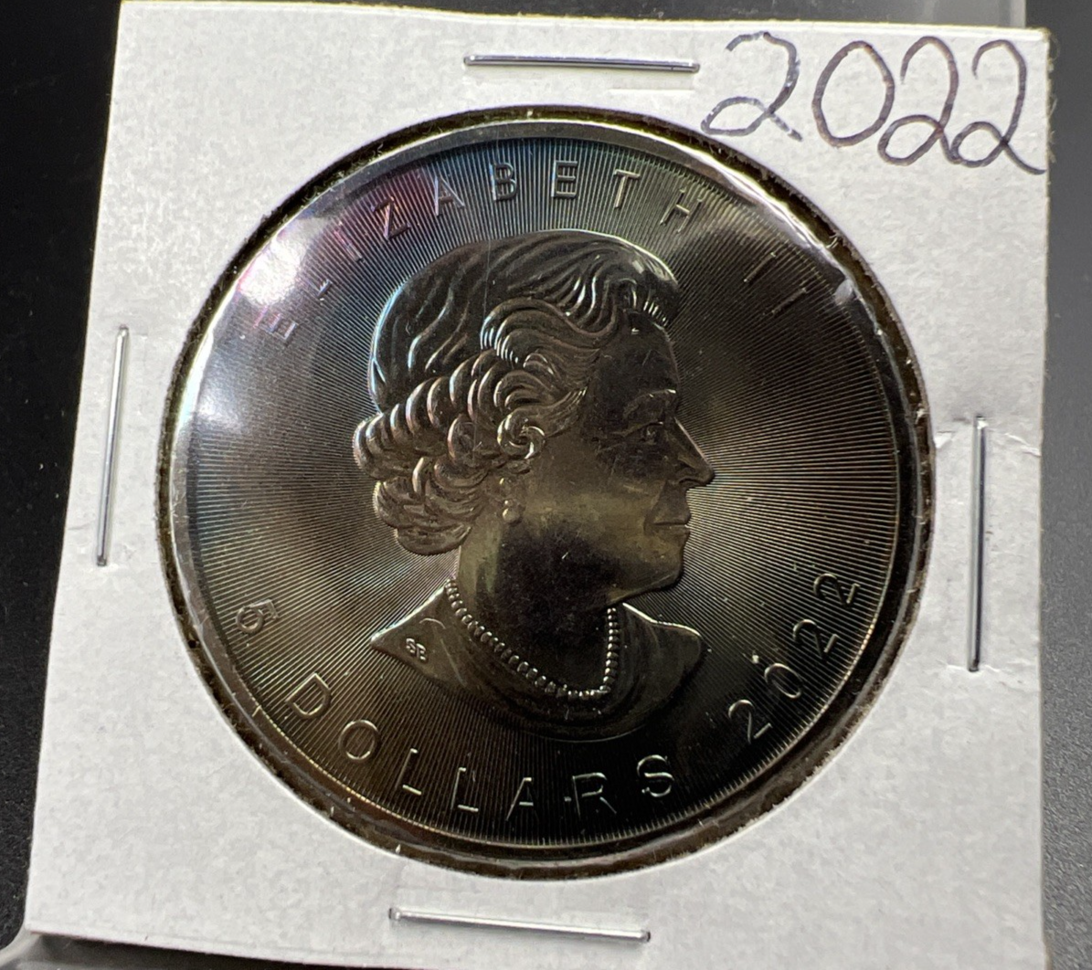 2022 Canada 1 Oz Silver Maple Leaf Neat Blue Toning Toner OBV GEM BU