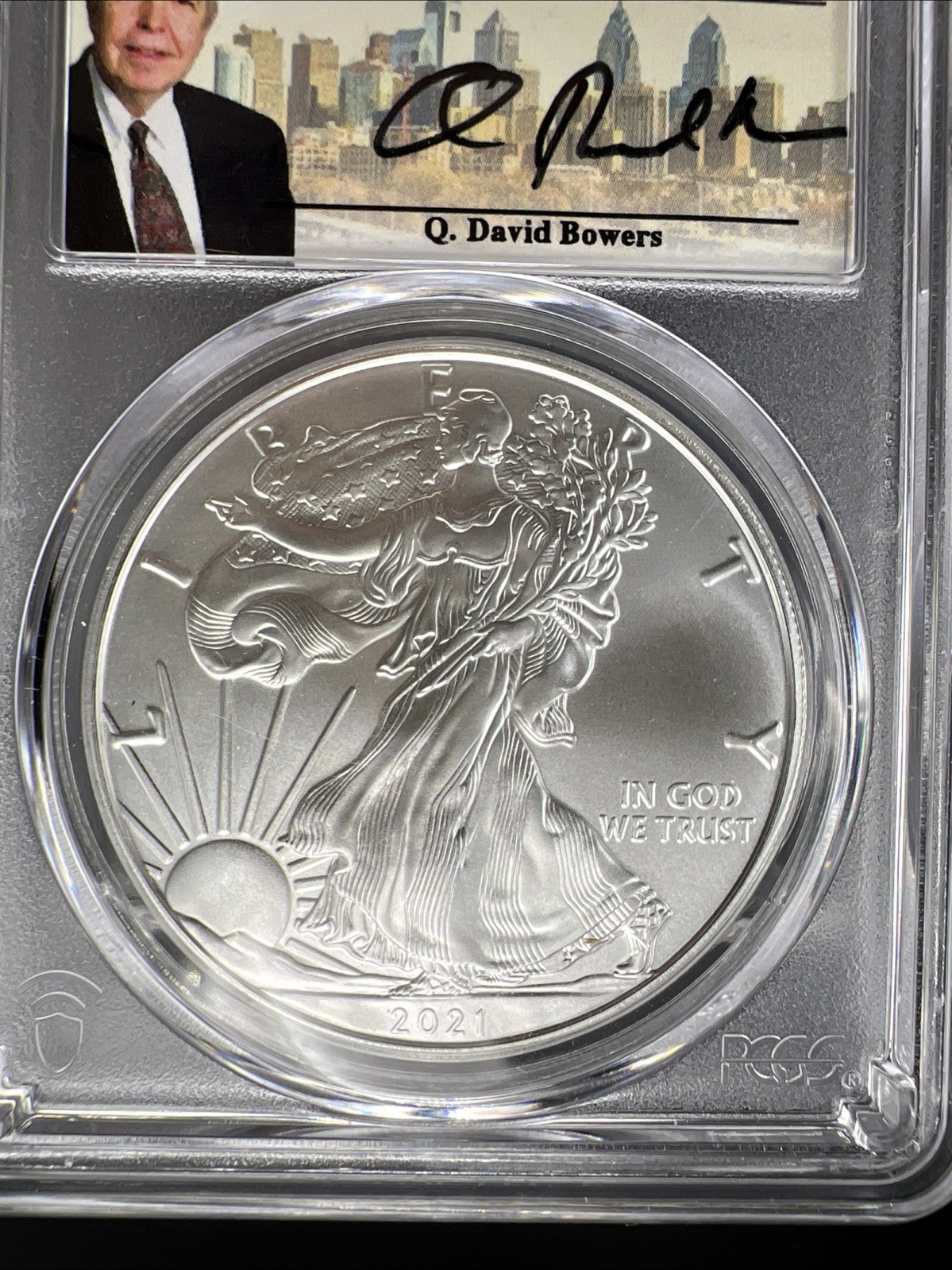 2021 ASE American Silver Eagle David Bowers Signature Philadelphia Gallery PCGS