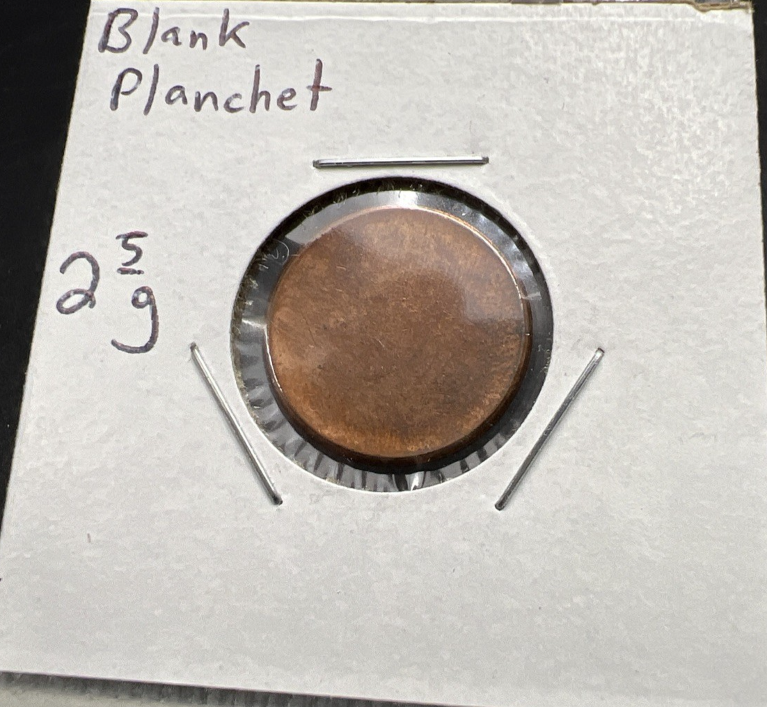 2.5 Gram Copper Plated Zinc US Lincoln Small Cent Blank Planchet Error UNC #B2