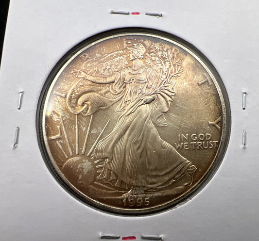 1995 1 Oz American Silver Eagle Coin Gem BU UNC Neat Toning Toner