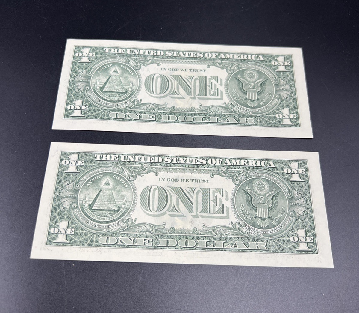 Lot of 2 2003 US $1 FRN UNC Details Bush Kerry Portrait Overlay 2004 Election