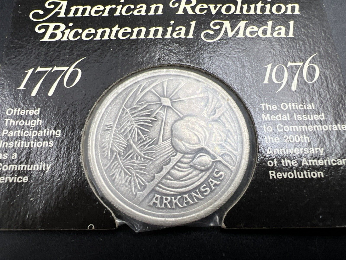 1976 US American Bicentennial .999 Silver Medal 50 States Arkansas #A