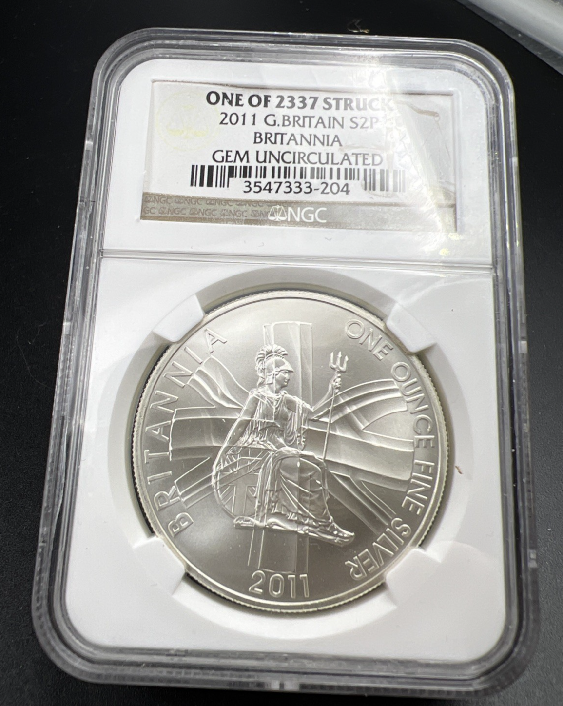 2011 Matte Britannia 1 Oz Silver Coin 1 of 2337 Struck Limited Edition NGC